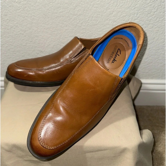CLARKS Men’s Whiddon Step Dark Tan
Leather Slip-on Loafer 9.5M - Picture 3 of 13